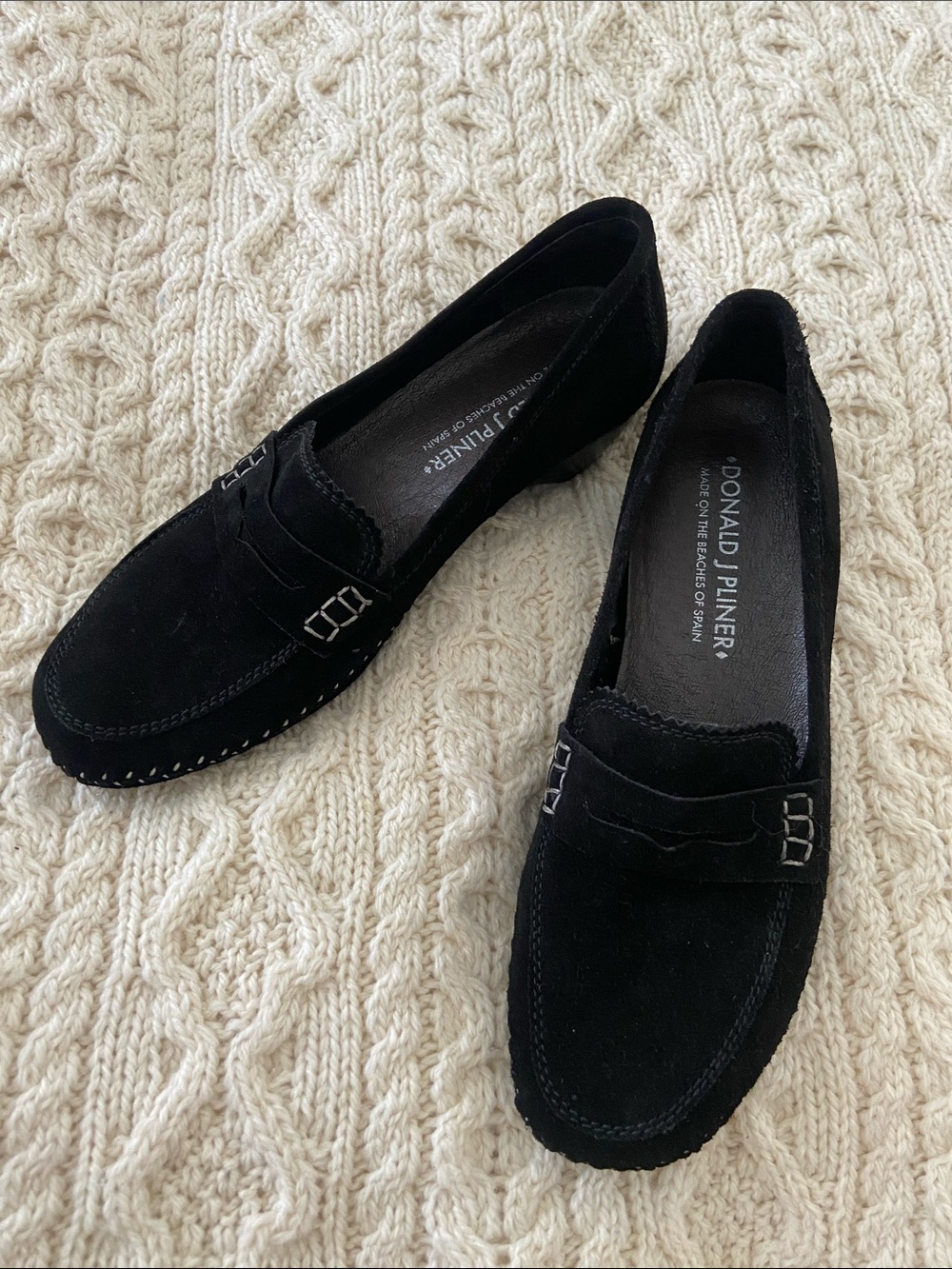 Donald J. Pliner Petra Black Suede Slip-On Loafers 7N